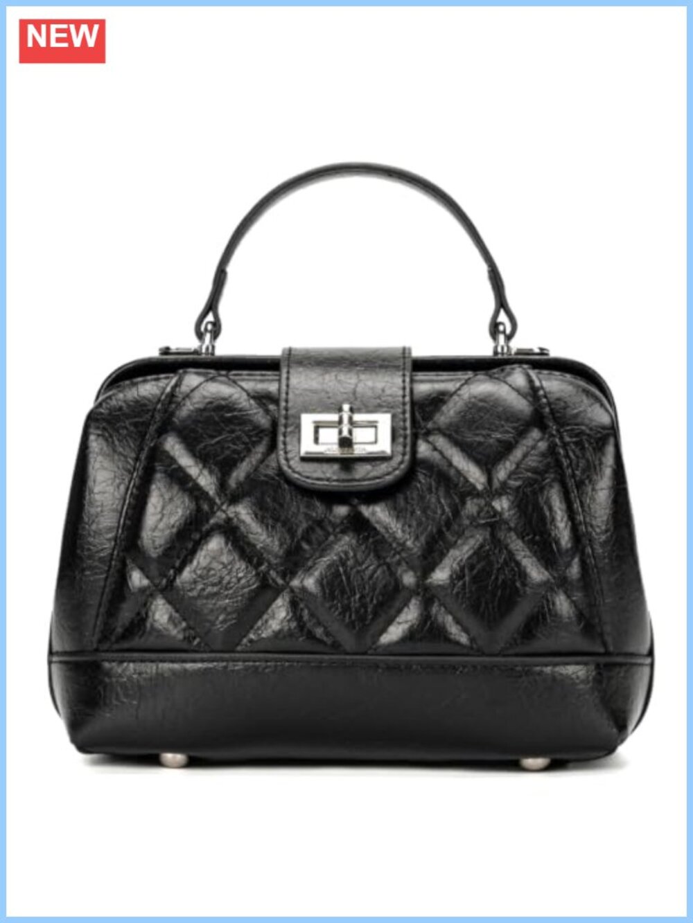 Quilted Mini Top-Handle Handbag Vegan Leather Crossbody Clutch